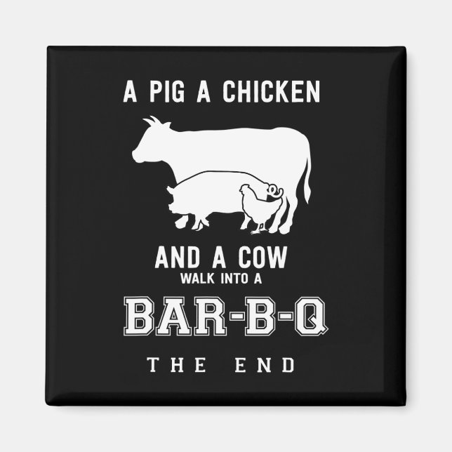 Funny Pig Hühnerkuh Geschichte von Grillen Master  Magnet (Vorne)