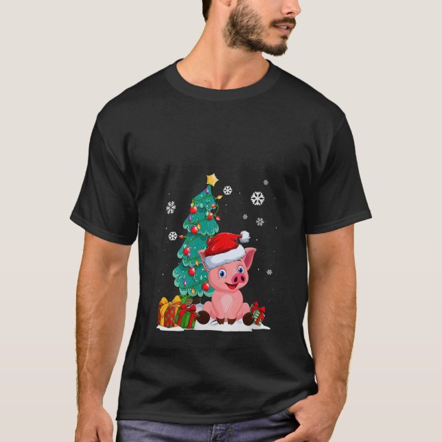 Funny Pig liebt Niedliche Schweinefleisch Weihnach T-Shirt (Vorderseite)