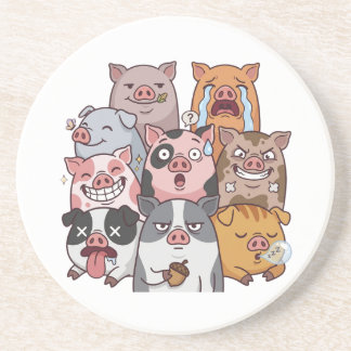 Funny Pig Mood Squad Cartoon Getränkeuntersetzer