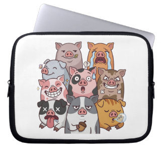 Funny Pig Mood Squad Cartoon Laptopschutzhülle