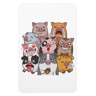 Funny Pig Mood Squad Cartoon Magnet