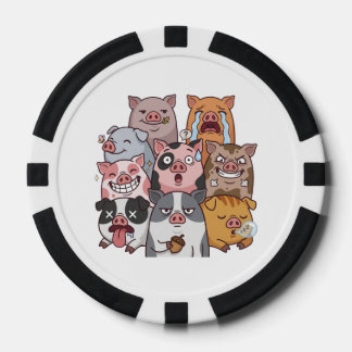 Funny Pig Mood Squad Cartoon Pokerchips