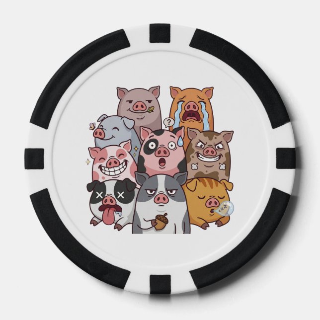 Funny Pig Mood Squad Cartoon Pokerchips (Vorderseite)