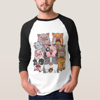 Funny Pig Mood Squad Cartoon T-Shirt