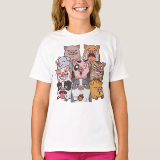 Funny Pig Mood Squad Cartoon T-Shirt