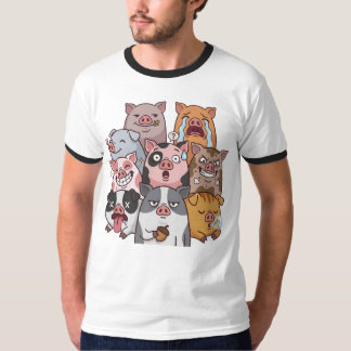 Funny Pig Mood Squad Cartoon T-Shirt