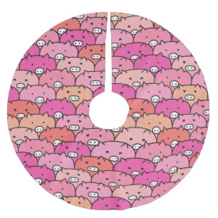 Funny Pig Pattern Polyester Weihnachtsbaumdecke
