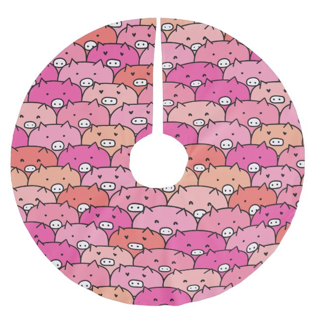 Funny Pig Pattern Polyester Weihnachtsbaumdecke (Vorderseite)
