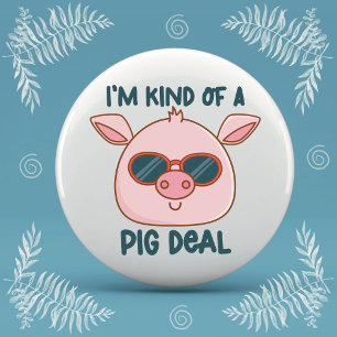 Funny Pig Pun Button
