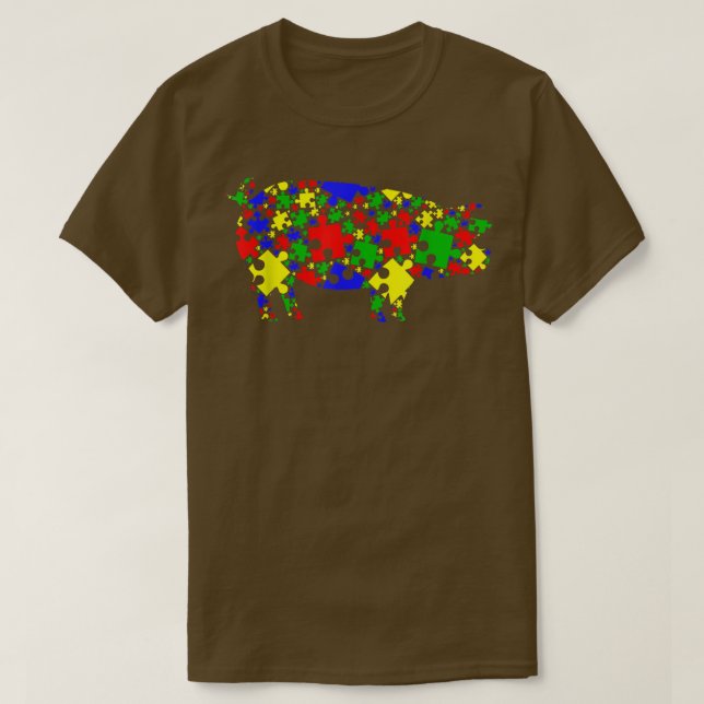 Funny Pig Puzzle Animals Lover Autism Awareness  T-Shirt (Design vorne)