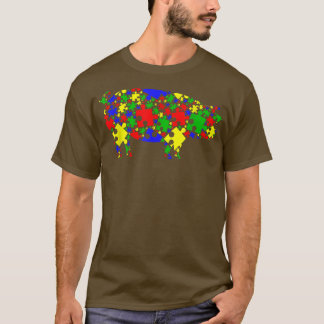 Funny Pig Puzzle Animals Lover Autism Awareness  T-Shirt