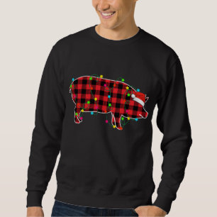 Funny Pig Weihnachtsbaum Rote Karierte Weihnachtst Sweatshirt