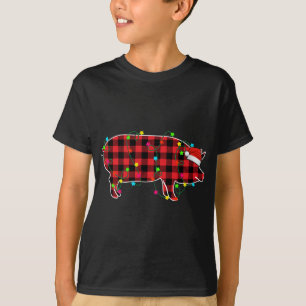Funny Pig Weihnachtsbaum Rote Karierte Weihnachtst T-Shirt