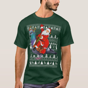 Funny Pigeon Bird Lover Santa Riding Taube Ugly C T-Shirt