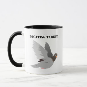 Funny Pigeon Cartoon - "Locating Target" Vogelhumo Tasse