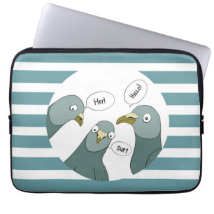 Funny Pigeon Grüße mit blauen Streifen Laptopschutzhülle