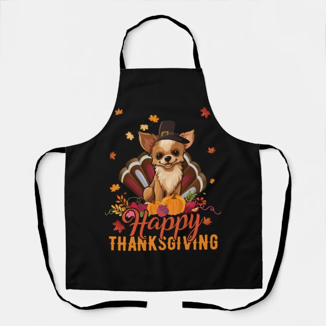 Funny Pilgrim Chihuahua Dog Türkei Happy Thanksgiv Schürze (Vorderseite)