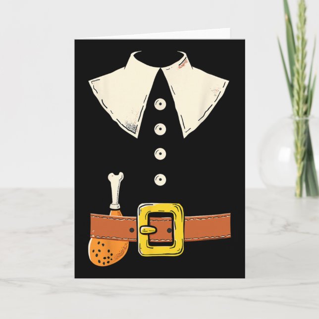 Funny Pilgrim Costume Turkey Leg Thanksgiving Than Karte (Vorderseite)
