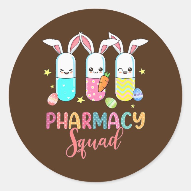 Funny Pills Bunny Pharmacy Squad Apotheke Leben Runder Aufkleber (Vorderseite)