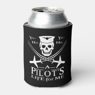 Funny Pilot Skull Airplanes Piraten Spaß  Zolltar Dosenkühler