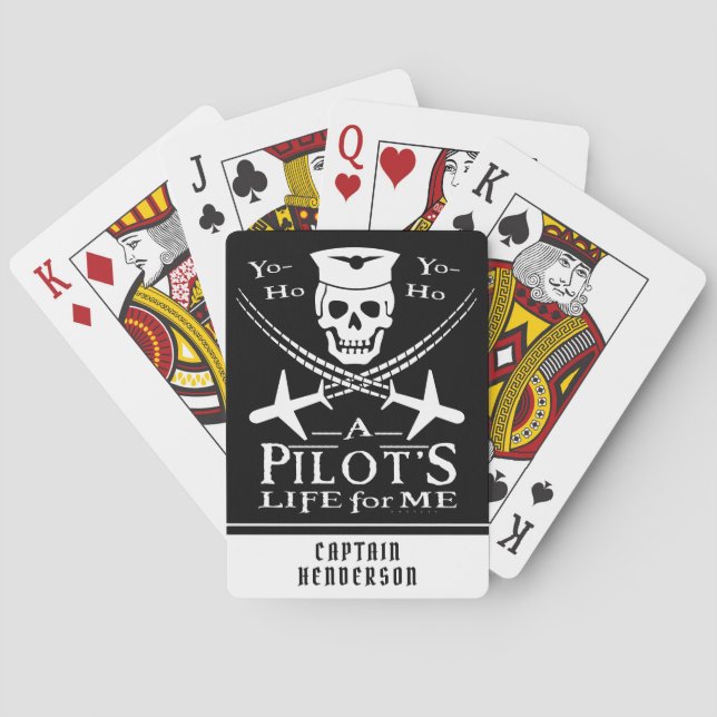 Funny Pilot Skull Airplanes Piraten Spaß| Zolltari Spielkarten (Rückseite)