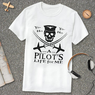Funny Pilot Skull Cross Flugzeuge Piraten Spaß ln T-Shirt