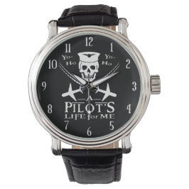 Funny Pilot Skull Cross Flugzeuge Piraterie Spaß Armbanduhr