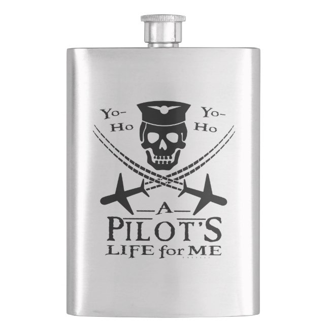 Funny Pilot Skull Cross Flugzeuge Piraterie Spaß Flachmann (Vorderseite)