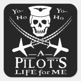 Funny Pilot Skull Cross Flugzeuge Piraterie Spaß Quadratischer Aufkleber