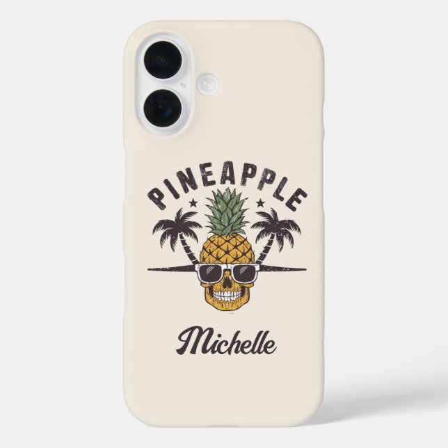 Funny Pineaple mit Sonnenbrille Personalisiert iPhone 16 Hülle (Rückseite)