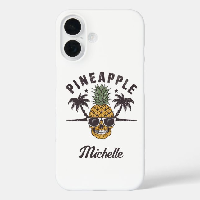 Funny Pineaple mit Sonnenbrille Personalisiert iPhone 16 Hülle (Rückseite)