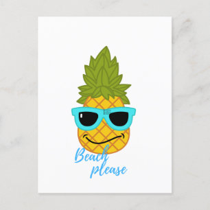 Funny Pineapple Chilling With Summer Sunglasses Postkarte