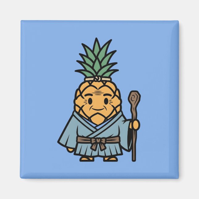 Funny Pineapple Sensei Master Samurai Illustration Magnet (Vorne)