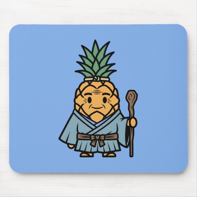 Funny Pineapple Sensei Master Samurai Illustration Mousepad (Vorne)