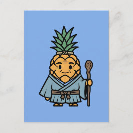 Funny Pineapple Sensei Master Samurai Illustration Postkarte