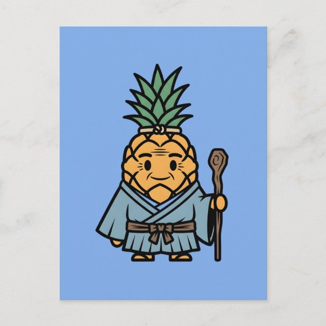 Funny Pineapple Sensei Master Samurai Illustration Postkarte (Vorderseite)
