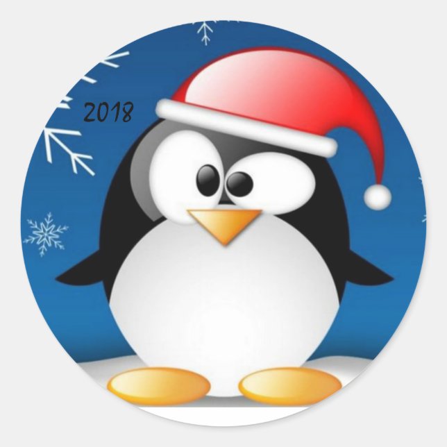 Funny Pinguin Aufkleber für ein glückliches neues  (Vorderseite)