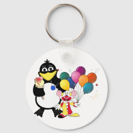 Funny Pinguin & Clown Cartoon Schlüsselanhänger