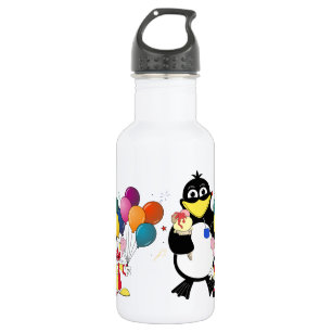 Funny Pinguin & Clown Cartoon Trinkflasche