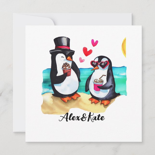 Funny Pinguin Couple, Tiere in Liebe (Vorderseite)