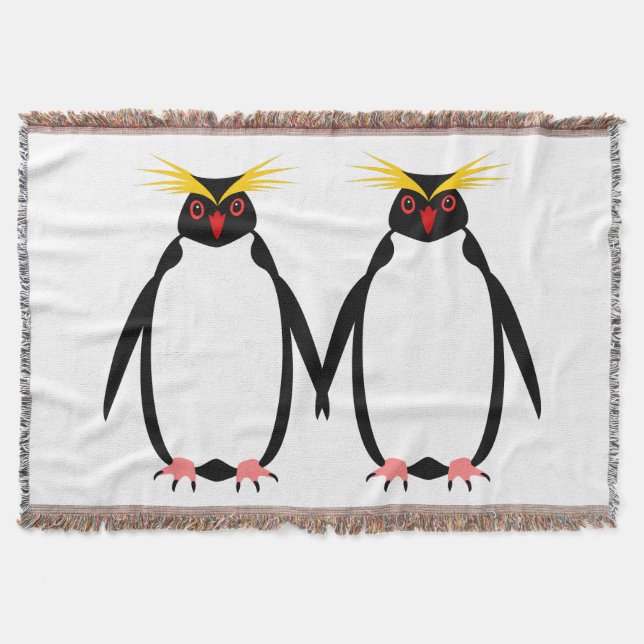 Funny Pinguin Familie Rockhopper oder Makkaroni Decke (Vorderseite)