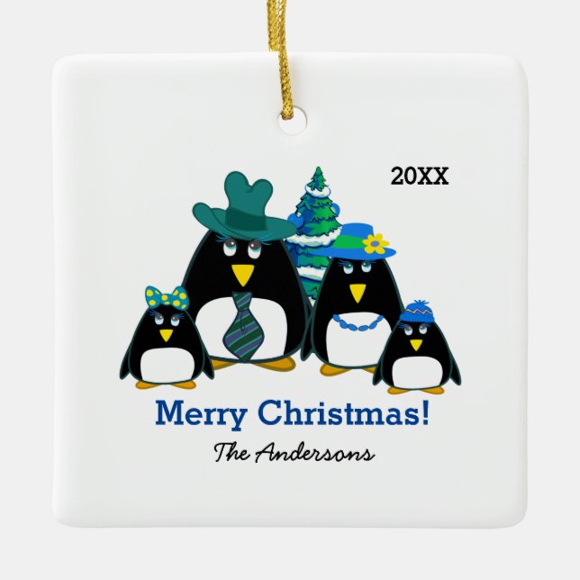 Funny Pinguin Foto Zierfiguren Keramikornament (Vorderseite)
