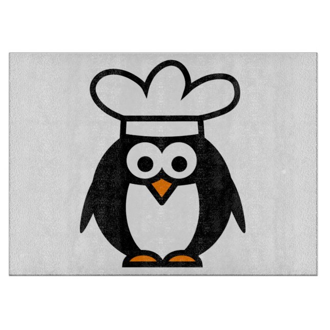 Funny Pinguin Koch Cartoon Glasschneidebrett Schneidebrett (Vorderseite)