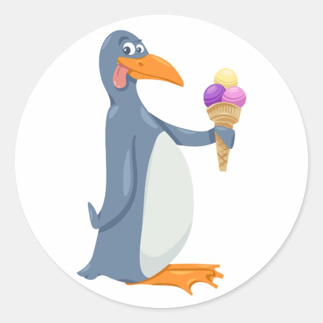 Funny Pinguin mit Eiscreme-Aufklebern Runder Aufkleber (Vorderseite)