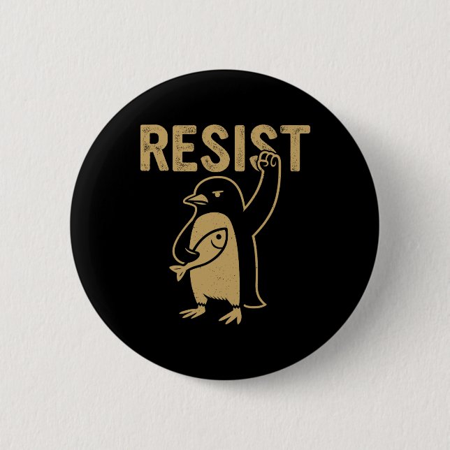 Funny Pinguin Resist Pinguine Protest gegen Tari Button (Vorderseite)
