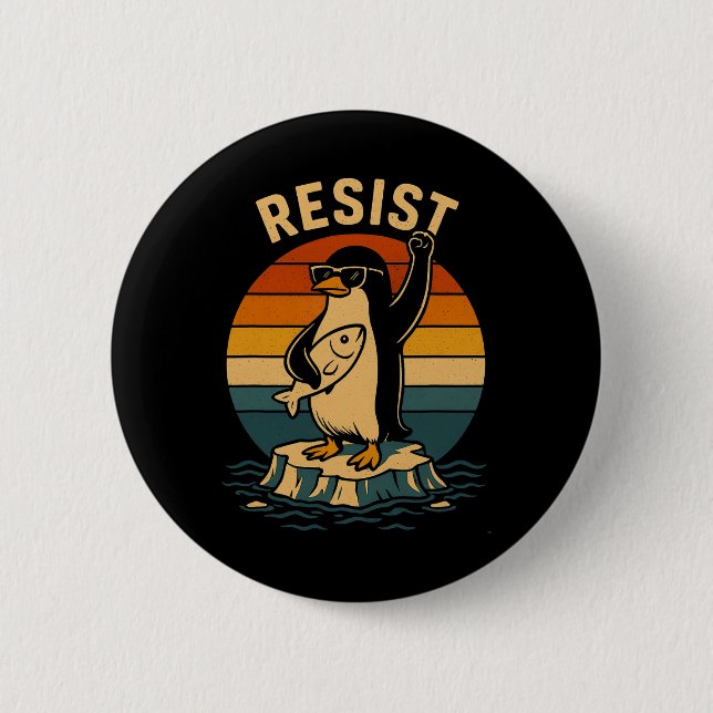 Funny Pinguin Resist Pinguine Protest gegen Tari Button (Vorderseite)