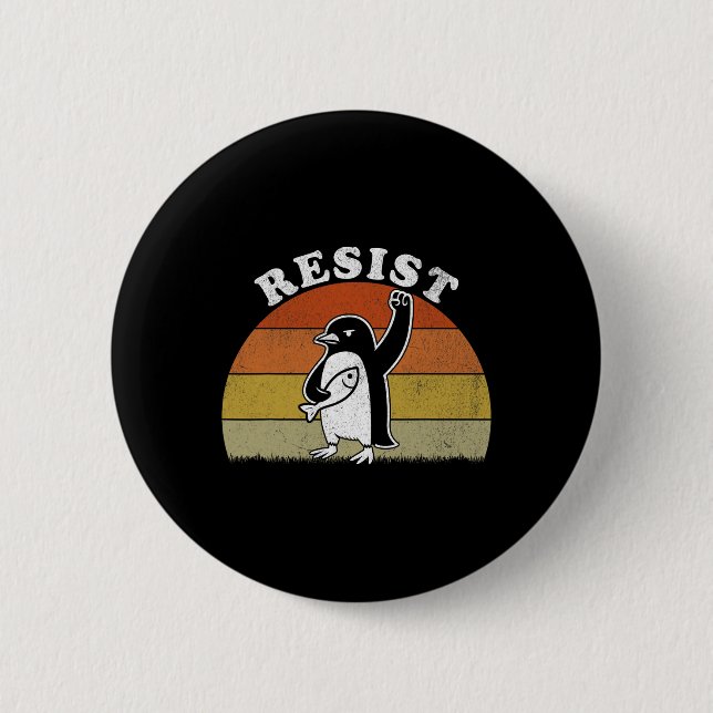 Funny Pinguin Resist Pinguine Protest gegen Tari Button (Vorderseite)