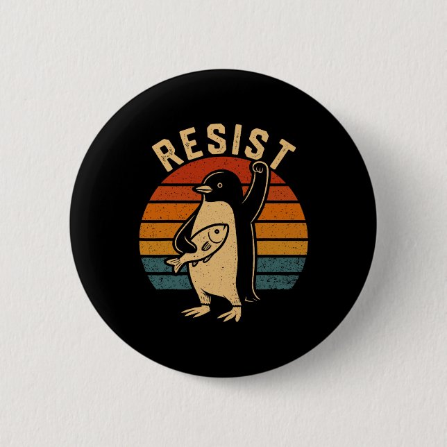 Funny Pinguin Resist Pinguine Protest gegen Tari Button (Vorderseite)
