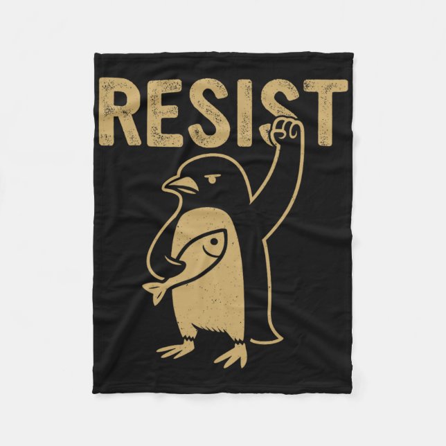 Funny Pinguin Resist Pinguine Protest gegen Tari Fleecedecke (Vorderseite)