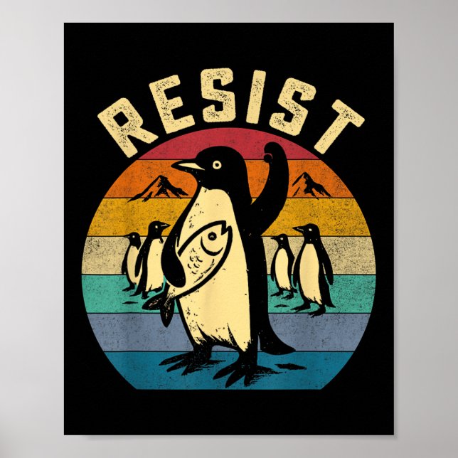 Funny Pinguin Resist Pinguine Protest gegen Tari Poster (Vorne)